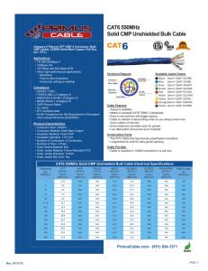 CAT6 550MHz Solid CMP Unshielded Bulk Cable