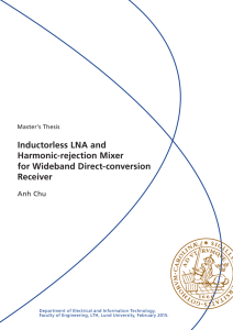 Inductorless LNA and Harmonic-rejection Mixer for Wideband Direct