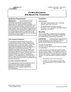 CD-Wxx-00-0 Series Wall Mount CO2 Transmitter Installation