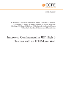 Improved Confinement in JET High β Plasmas with an ITER