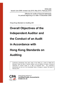 HKSA 200 (Clarified) Overall Objectives of the Independent Auditor