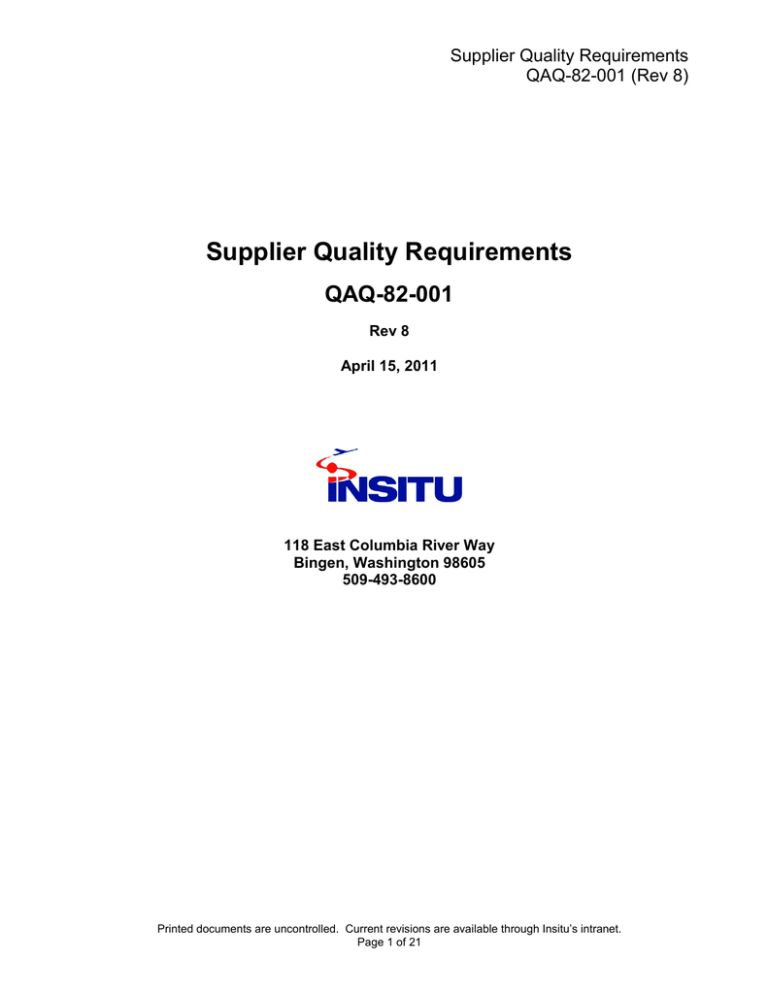 Supplier Quality Requirements