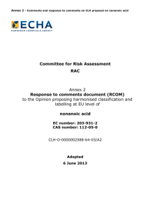 Committee for Risk Assessment RAC Annex 2 Response to