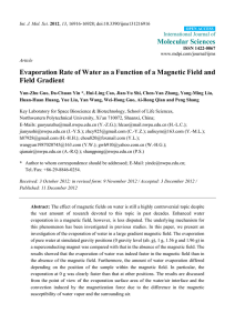Evaporation Rate of Water as a Function of a Magnetic Field and