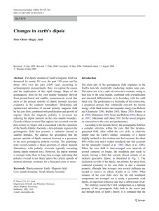 Changes in earth`s dipole
