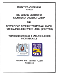TENTATIVE AGREEMENT THE SCHOOL DISTRICT OF PALM