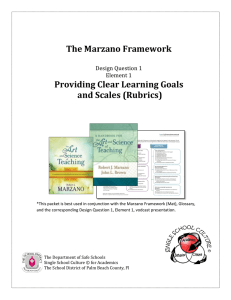 The Marzano Framework Providing Clear Learning Goals and Scales