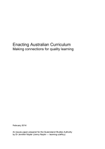 Enacting Australian Curriculum: Making connections for quality