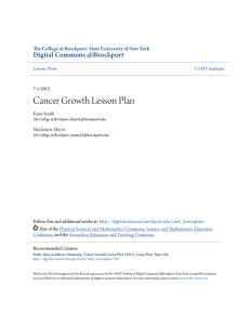Cancer Growth Lesson Plan - Digital Commons @Brockport