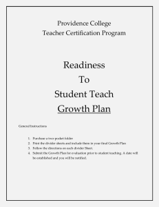 Readiness To Student Teach Growth Plan