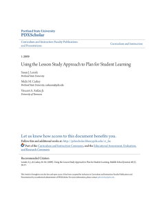 Using the Lesson Study Approach to Plan for Student