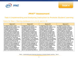 PPAT Assessment Task 4 Rubric