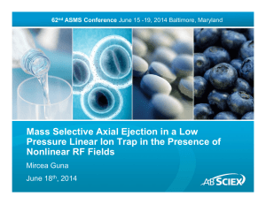 Mass Selective Axial Ejection in a Low Pressure Linear Ion