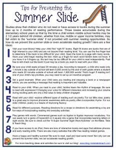 Summer Slide Handout - Morris School District