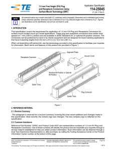 Application Specification 1.0 mm Free Height (FH) Plug   and