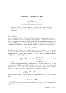 Beilinson`s conjectures - Stanford Department of Mathematics