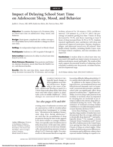 Impact of Delaying School Start Time on Adolescent Sleep, Mood