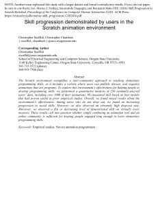 Skill progression demonstrated by users in the Scratch animation