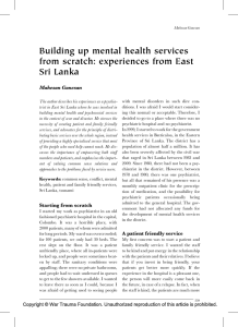 Building up mental health services from scratch: experiences from