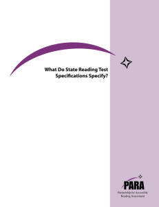 What Do State Reading Test Specifications Specify?