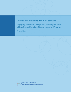 Curriculum Planning for All Learners: Applying Universal Design