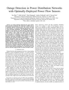 Outage Detection in Power Distribution Networks with Optimally