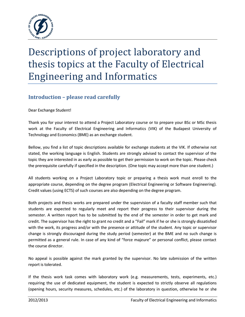 electronic engineering dissertation ideas