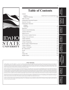 Table of Contents - Idaho State University