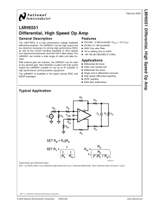 LMH6551 Differential, High Speed Op Amp