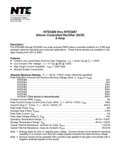 NTE5480 thru NTE5487 Silicon Controlled Rectifier (SCR) 8 Amp