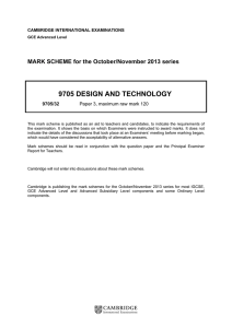 9705 design and technology - Cambridge International Examinations