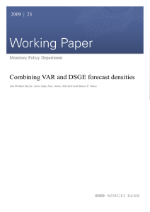 Combining VAR and DSGE forecast densities