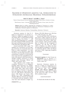 transfer of hymenoxys argentea var . thoreauensis to tetraneuris