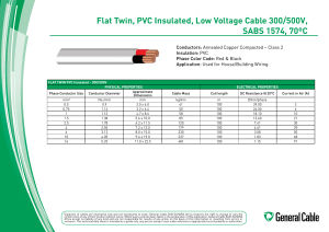 Flat Twin, PVC Insulated, Low Voltage Cable 300/500V, SABS 1574