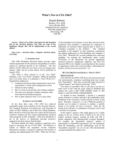 What`s New in CSA Z462? Daniel Roberts