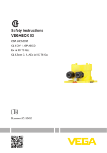 Safety instructions - VEGABOX 03 - CSA 70053891 CL I DIV 1, GP