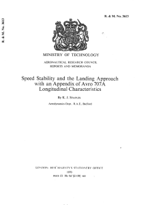 Speed Stability and the Landing Approach with an Appendix of Avro