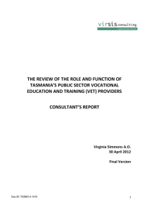 VET System Reform - Consultant Report