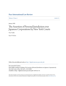 The Assertion of Personal Jurisdiction over Japanese Corporations