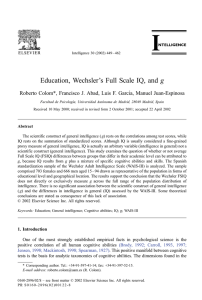 Education, Wechsler`s Full Scale IQ, and g