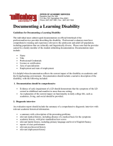 Documenting a Learning Disability