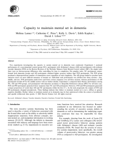 Capacity to maintain mental set in dementia