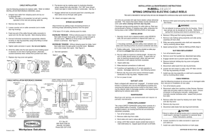 Hubbell Select Cable Reels Instructions and Parts List