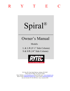 Spiral FV Owner`s Manual