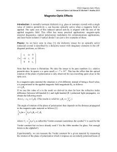 Magneto-‐Optic Effects