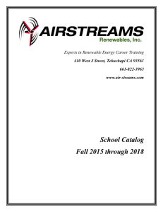 2013 School Catalog - Airstreams Renewables, Inc.