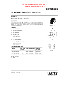 Zetex - ZXM62N03E6 30V N-channel enhancement mode MOSFET