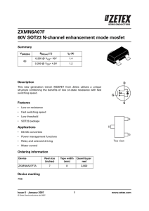ZXMN6A07F 60V SOT23 N-channel enhancement mode mosfet