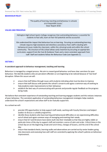 BEHAVIOUR POLICY VALUES AND PRINCIPLES SECTION 1 A