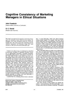 Cognitive consistency of marketing managers in ethical situations